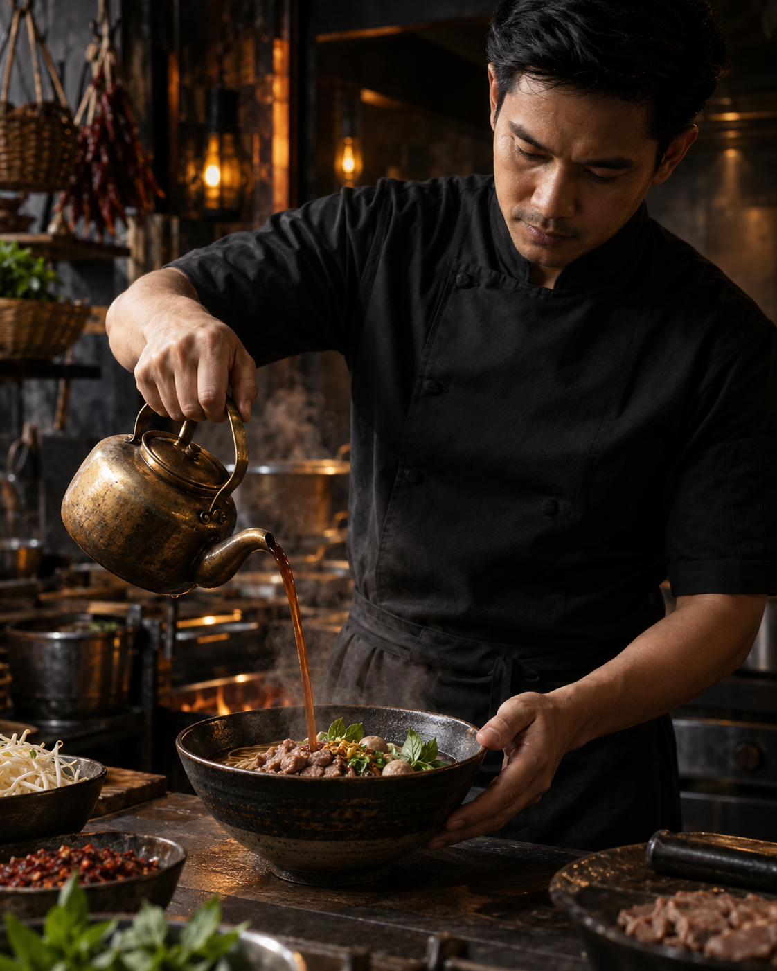 เชฟพิถีพิถันกับน้ำซุปก๋วยเตี๋ยวเรือราชารส